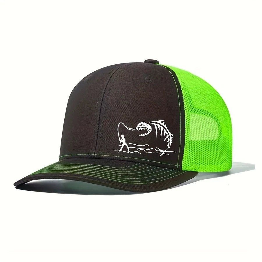 Fishing printed net hat truck driver micro curved eared hip hop male duck hat suitable for fishing and mountaineering lovers