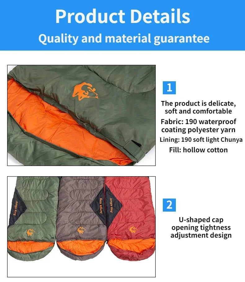 MOUNTAINHIKER JUNGLEKING Camping Sleeping Bag Ultralight Waterproof 4 Season Warm Envelope Sleeping Bags for Outdoor Hiking