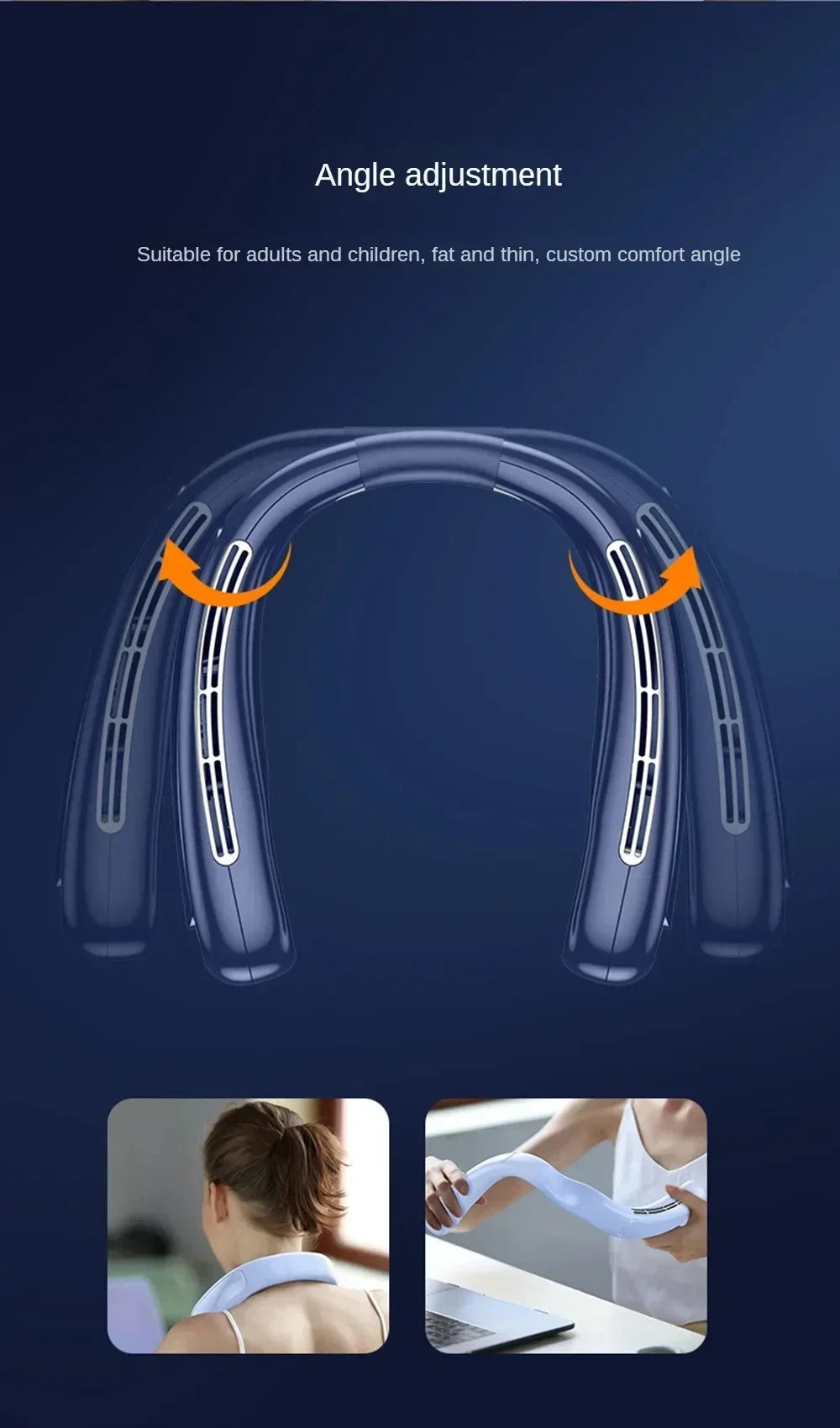 Portable Neck Fan Smart Digital Display USB Rechargeable Outdoors Bladeless Silent Cooling Neck Fan For Summer Sport