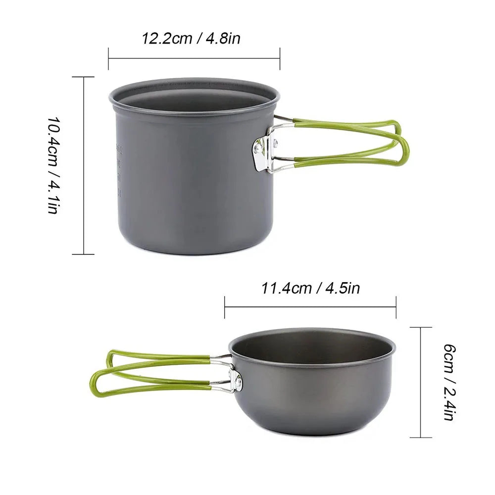 Ultralight Camping Cookware Mess Kit Camping Pot Set Outdoor Cooking Tableware for Hiking Trekking Picnic Fishing Mountaineering