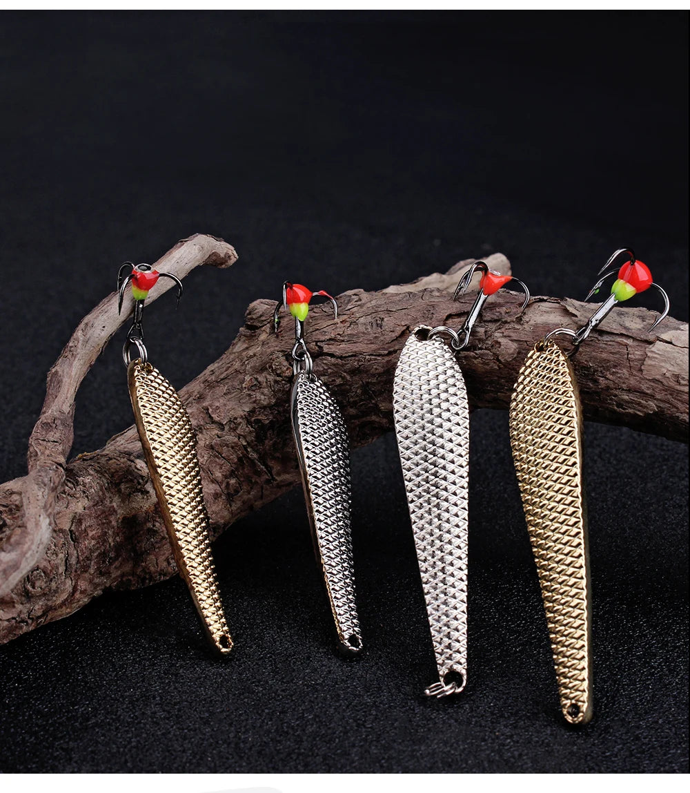 FTK 55mm 70mm Ice Fishing Lure Jigs Spoon 5g/12g Balancers Hard Fishing Bait With Treble Hook for Winter Pesca Fishing Tackle