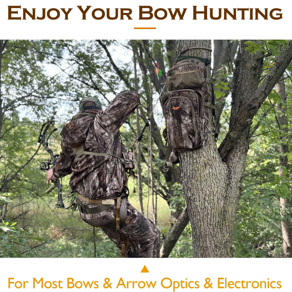 Camo Bow Hunting Backpack for Men，Saddle Hunting Back Pack with Bow Holder, Elk and Deer Hunting Bag
