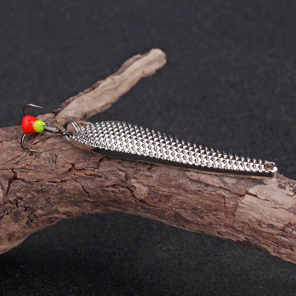 FTK 55mm 70mm Ice Fishing Lure Jigs Spoon 5g/12g Balancers Hard Fishing Bait With Treble Hook for Winter Pesca Fishing Tackle