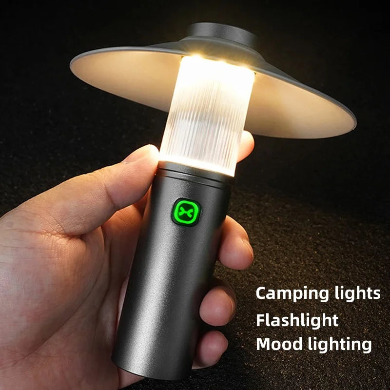 LED Camping Lights Portable Rechargeable Outdoor Waterproof Camping Tent Lamp Multifunctional Emergency Ambient Hanging Light