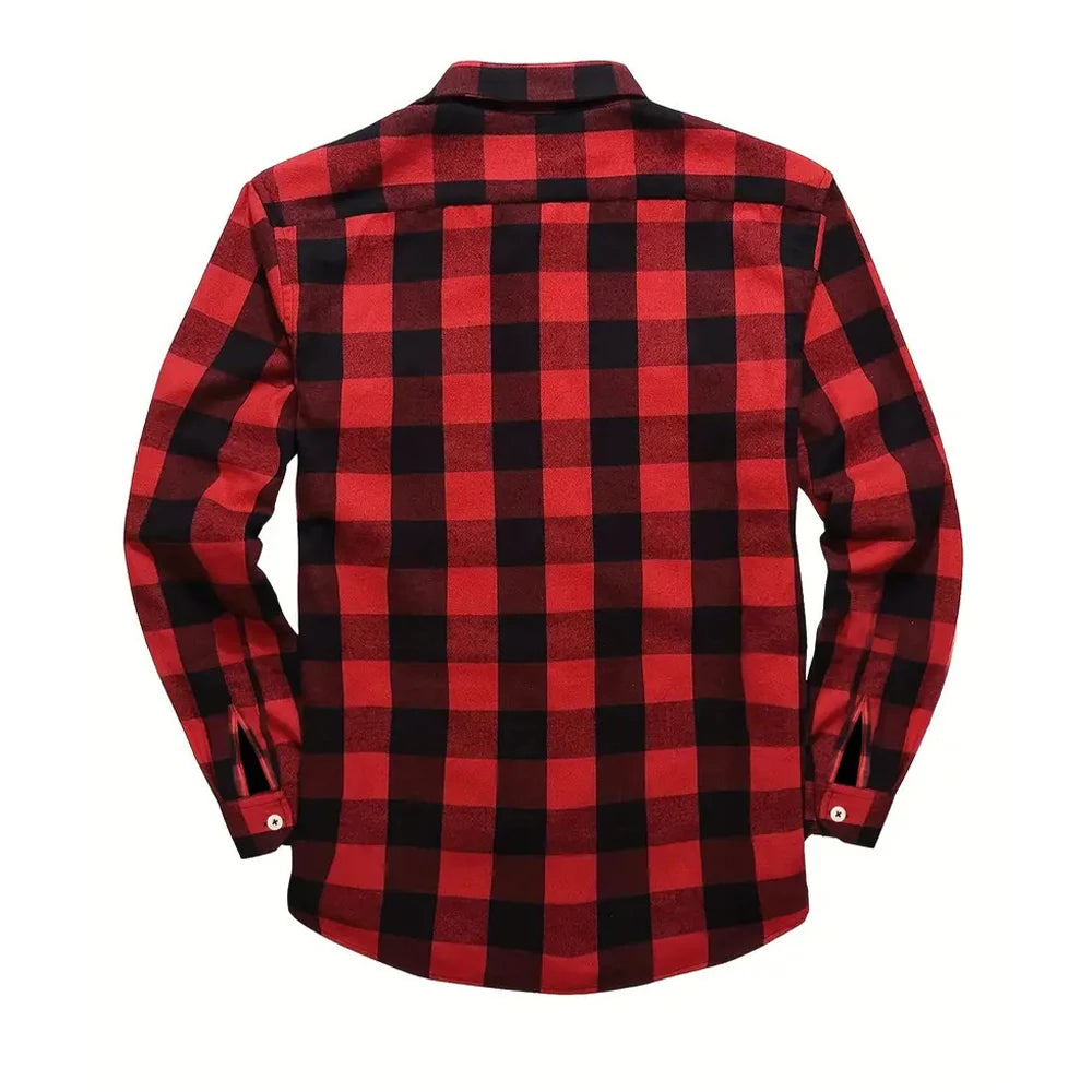 New Plaid Flannel Shirt for Men Long Sleeve Casual Shirts Spring Autumn Button -up 2-Pocket Colthing Tops Classic Men's Shirts