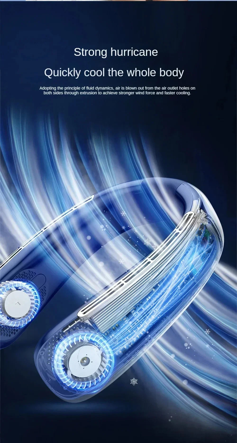 Portable Neck Fan Smart Digital Display USB Rechargeable Outdoors Bladeless Silent Cooling Neck Fan For Summer Sport