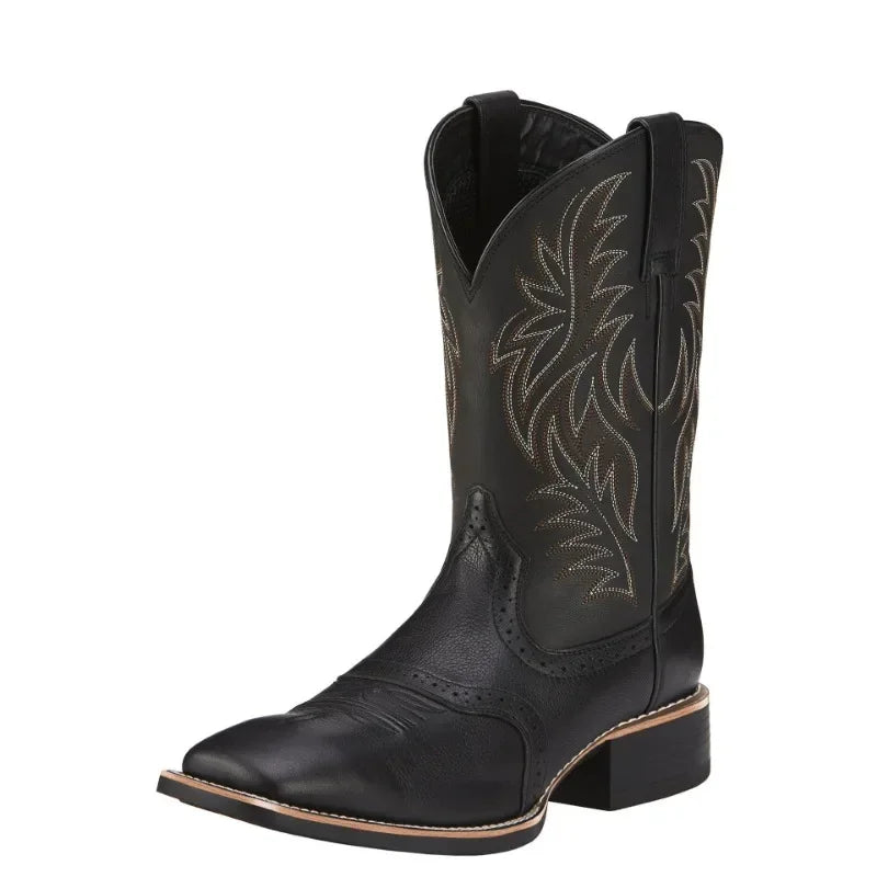 Men High Boots Embroidery Handmade Men's Boots Western Cowboy Boot Pointed Toe Boots Hand Stitching Outdoor Men's Shoes