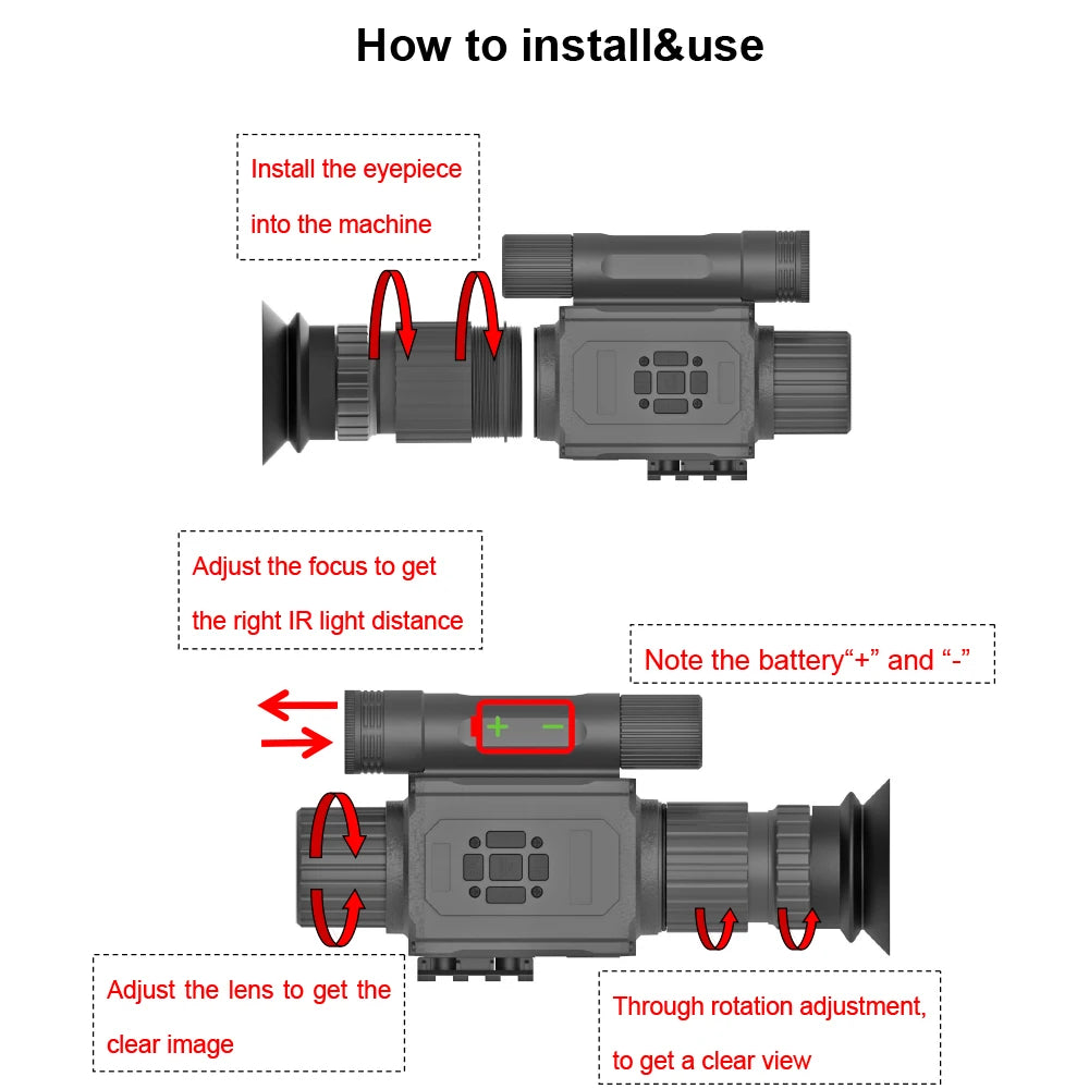 Hunting sight 1.4-inch screen, camera/video, COMS imaging, optical technology 5x magnification, visible up to 400 meters