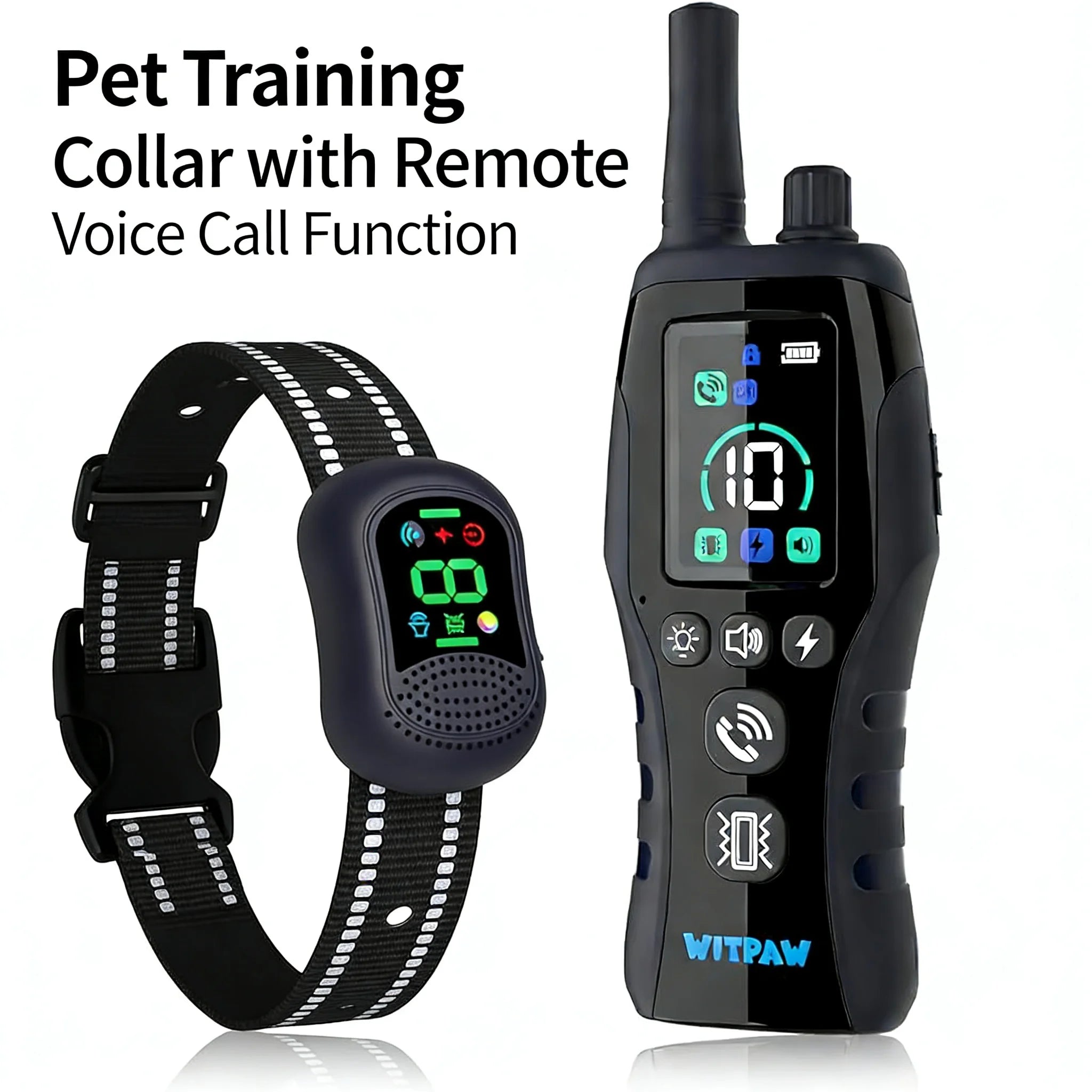 4900ft Dog Training Collar with Remote, 0-10 Safety Gears, IP67 Waterproof Rechargeable e-Collar for Small Medium Large Dogs