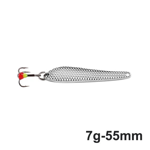 FTK 55mm 70mm Ice Fishing Lure Jigs Spoon 5g/12g Balancers Hard Fishing Bait With Treble Hook for Winter Pesca Fishing Tackle