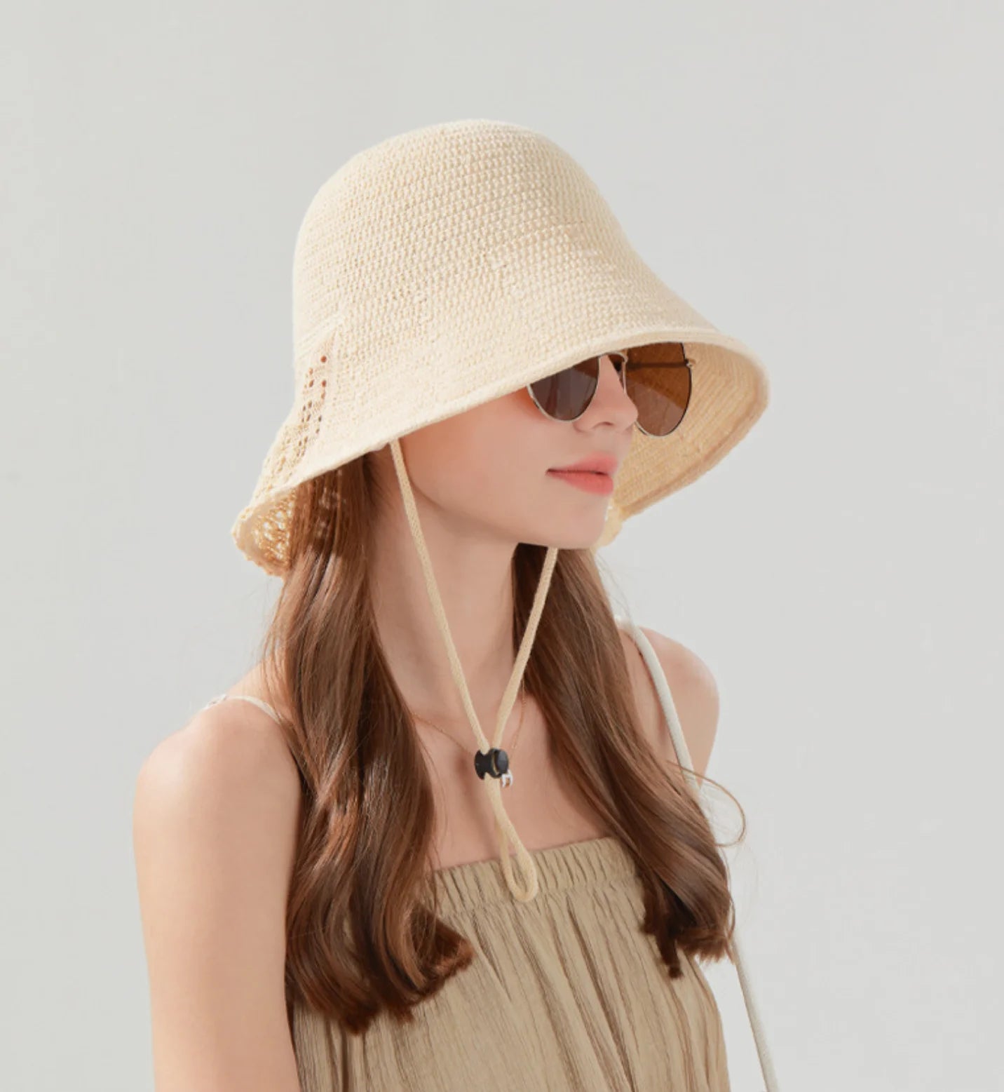 Hand-Woven Hollow-Out Fisherman's Hat with Button Design - Breathable and Comfortable - Sun Protection Hat for Daily Commuting and Beach Vacations - Holiday Gift