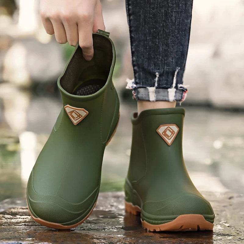 Men's & Woman's Rain Boots Outdoor Wear-Resistant Mountaineering Fishing Non-Slip Short-Tube Waterproof Water Shoes Rain Boots