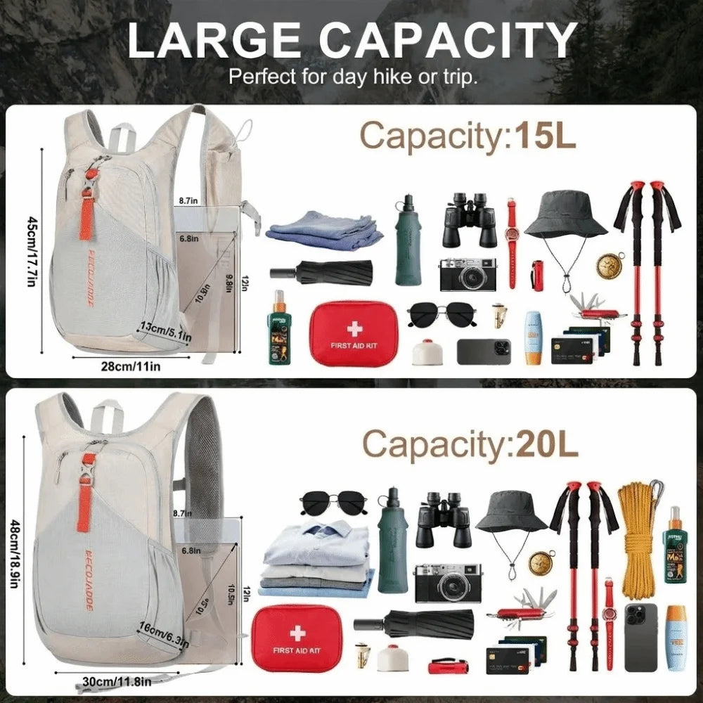 High Quality 15L Hiking Backpack Lightweight Multiple Pockets Small Backpack Foldable Compact Ultralight Hiking Daypack Hiking