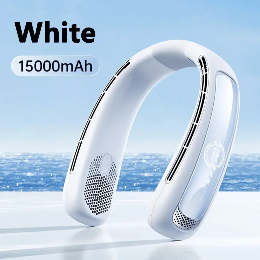 Portable Neck Fan Smart Digital Display USB Rechargeable Outdoors Bladeless Silent Cooling Neck Fan For Summer Sport