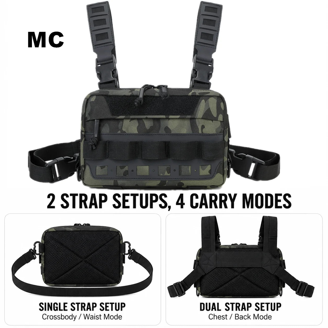 Chest Bag Fishing Waist Bag Fishing Quick Access Lure Fishing Bag Outdoor MOLLE Tackle Bag for Hiking Camping Cycling