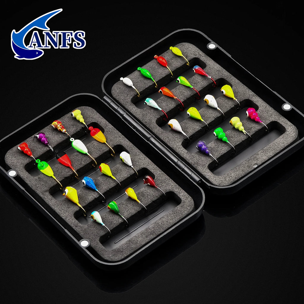 ANFS Ice Fishing Lures Ice Fishing Jigs Ice Fishing Gear Hard Fishing Lures and Jigs Walleye Ice Fishing Kit 8pcs/32pcs