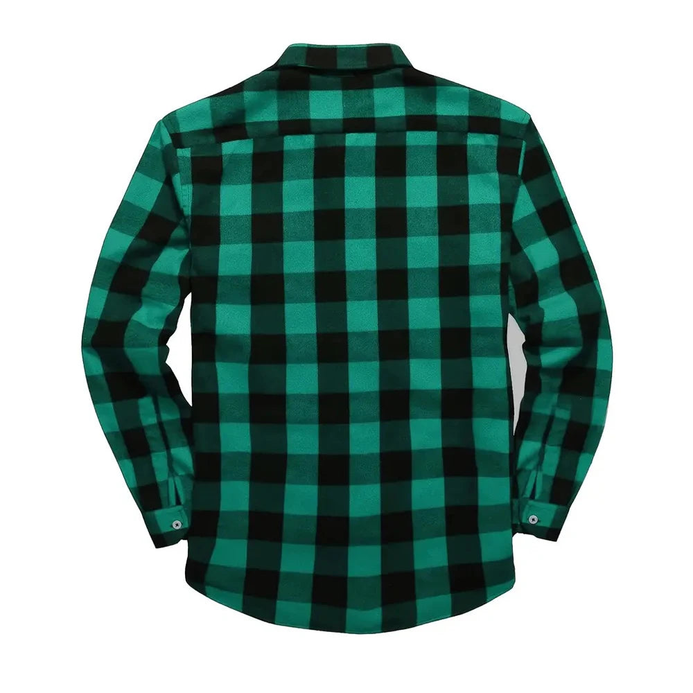 New Plaid Flannel Shirt for Men Long Sleeve Casual Shirts Spring Autumn Button -up 2-Pocket Colthing Tops Classic Men's Shirts