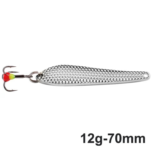 FTK 55mm 70mm Ice Fishing Lure Jigs Spoon 5g/12g Balancers Hard Fishing Bait With Treble Hook for Winter Pesca Fishing Tackle