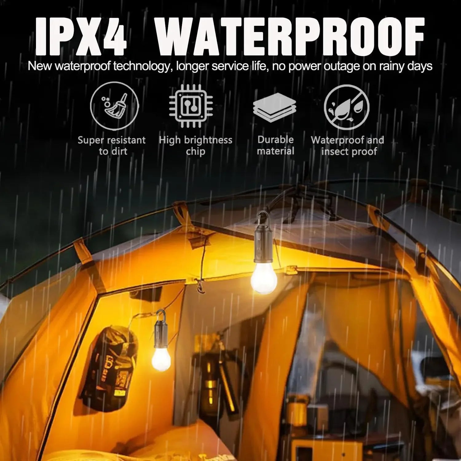 Solar Powered Camping Light Portable Led Camping Light Super Bright Solar Lantern for Emergency Waterproof Rechargeable Tent