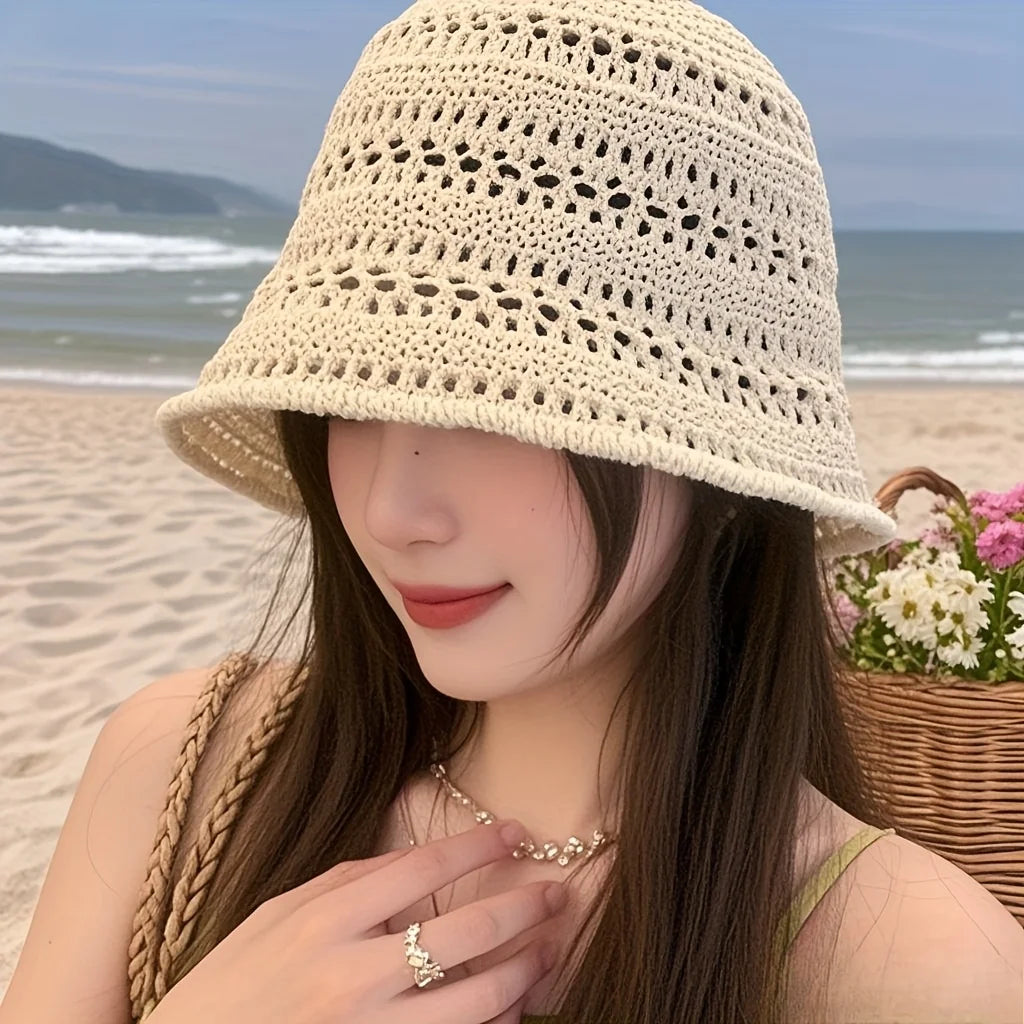 Women's Fashion Fisherman Hat, Breathable Summer Wide Brim Bucket Hat, UV Protection Sun Hat for Beach Travel Camping Hiking