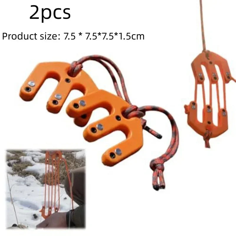 Hoist Block and Tackle System Pulley Lifting Tool Hunting Equipment Gear Heavy Duty Outdoor Camping Transport Rope Tools