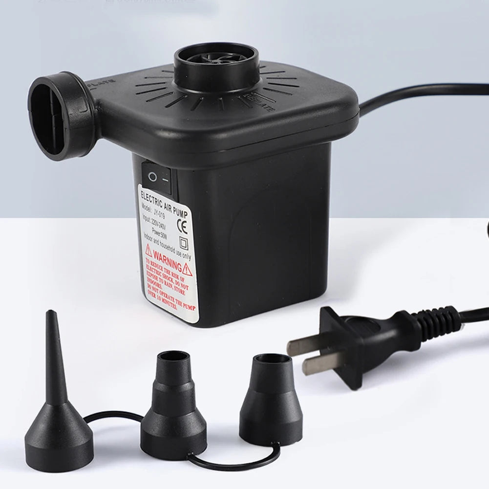 Electric Air Pump with 3 Nozzles Portable Air Mattress Pump Quick-Fill Inflator/Deflator Pumps for Inflatables Air Cushion Bed