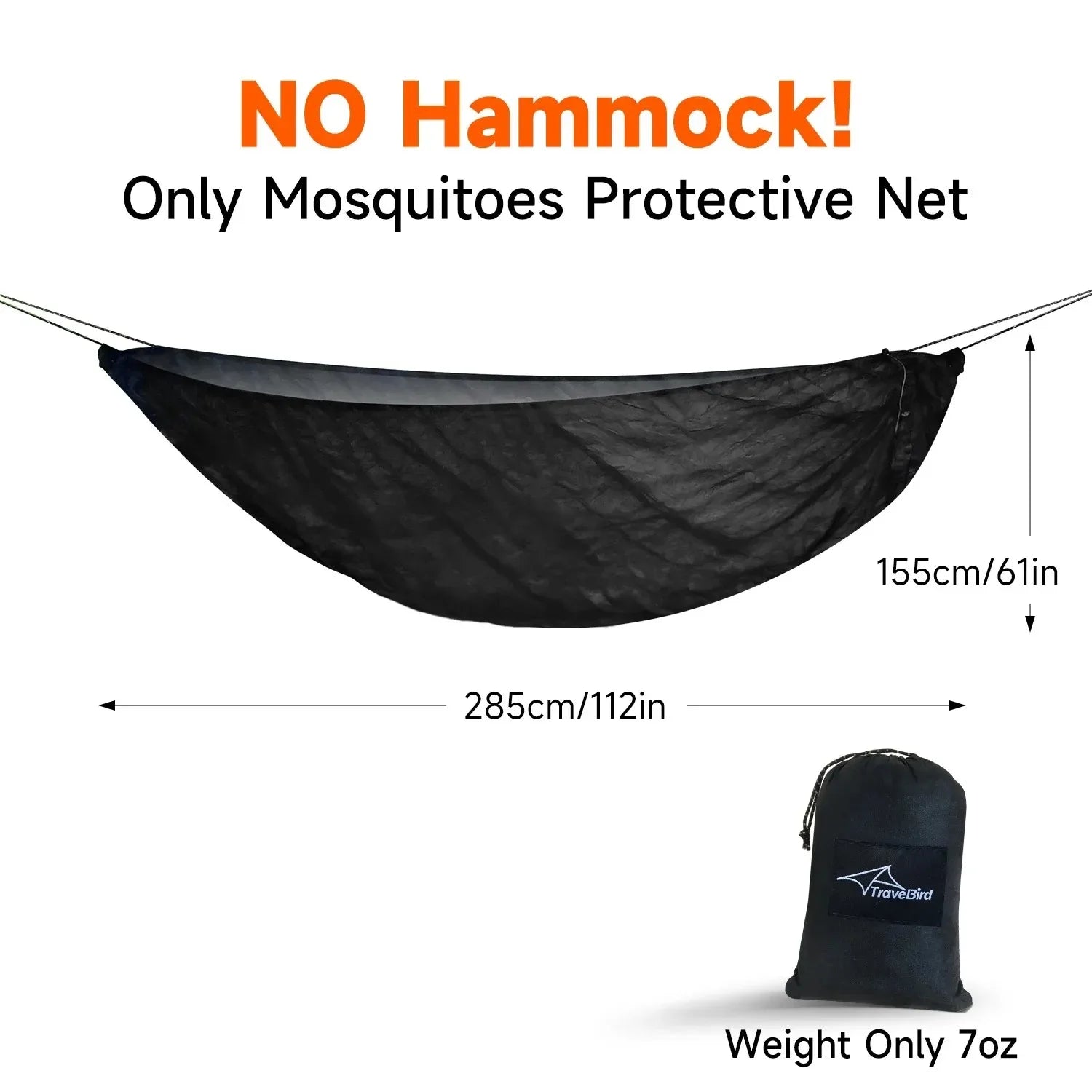 Traveler Hammock with Bottom Mosquito Net Removable Mesh Camping Hammock Quick Setup Anti-Mosquito Net for Outdoor Hiking
