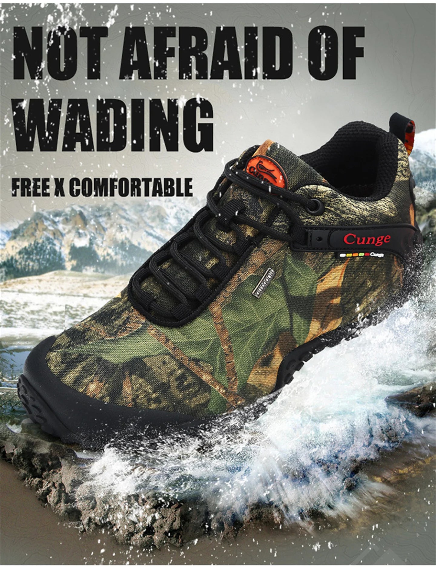 Men's High Top Camouflage Hunting Boots Breathable Tactical Shoes Outdoor Hiking Wear-Resistant Waterproof Mountaineering Boots