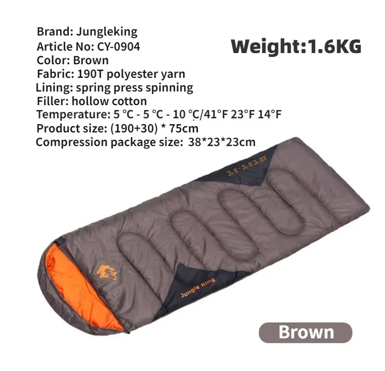 MOUNTAINHIKER JUNGLEKING Camping Sleeping Bag Ultralight Waterproof 4 Season Warm Envelope Sleeping Bags for Outdoor Hiking