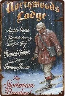 Hunting Sign Vintage Metal Sign Wooden House Wall Decor for Hunter Man Cave Gift Pistola  Metal Decorative 8 * 12 Inch