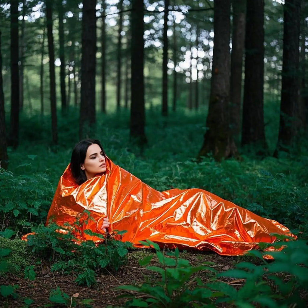 1/2pcs Emergency Sleeping Bag Survival Bag, Portable Waterproof Thermal Bivy Sacks Tac Bivvy Bags,Camping Mylar Sleeping Bag