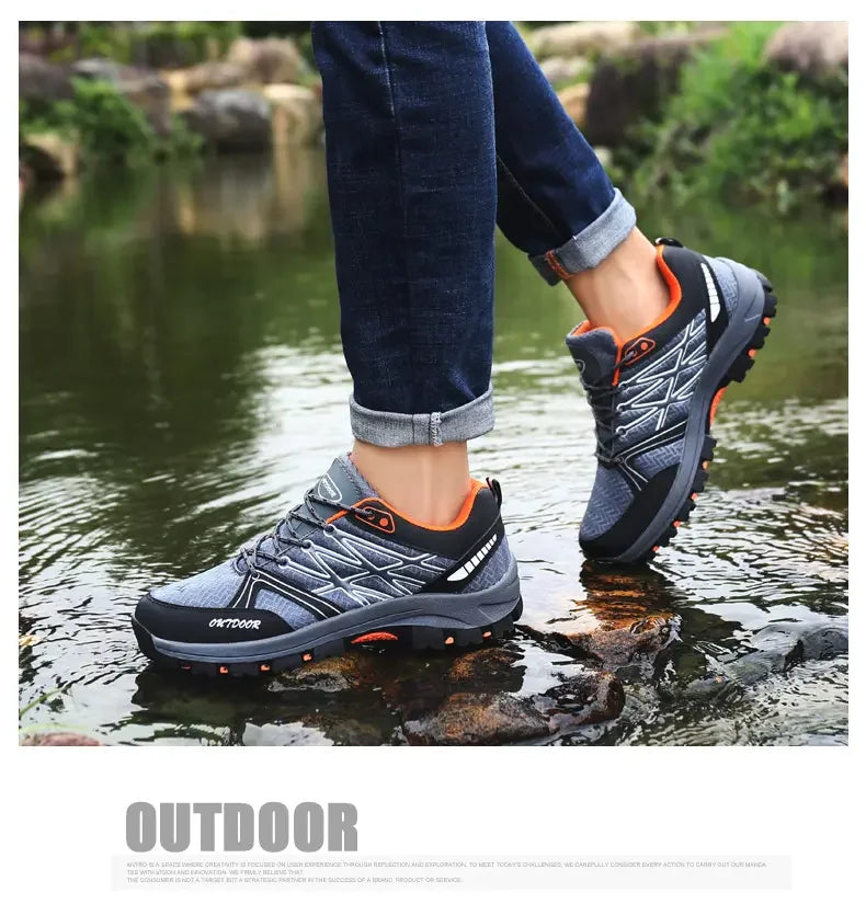 Men's Outdoor Hiking Boots Lightweight Running Shoes Anti Slip and Wear-resistant Rubber Soles Mesh Breathable Sports Shoes 2025