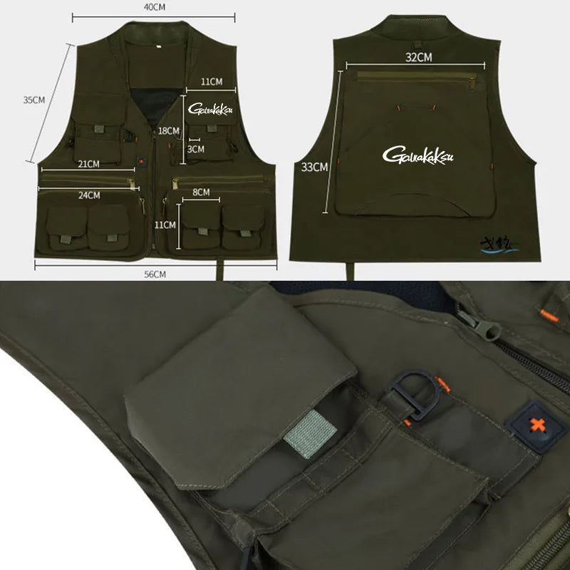Fishing Vest Men Breathable Jacket Outdoor Photography Vest Quick Dry Reflected Light Vest Mountaineering Multi-pocket Vest