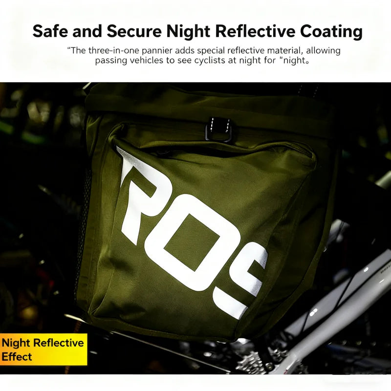 37L Large Capacity Double Side Bike Carrier Rack Bag 3 In 1 Waterproof Road Bicycle Luggage Pannier Rear Pack Seat Trunk Bag