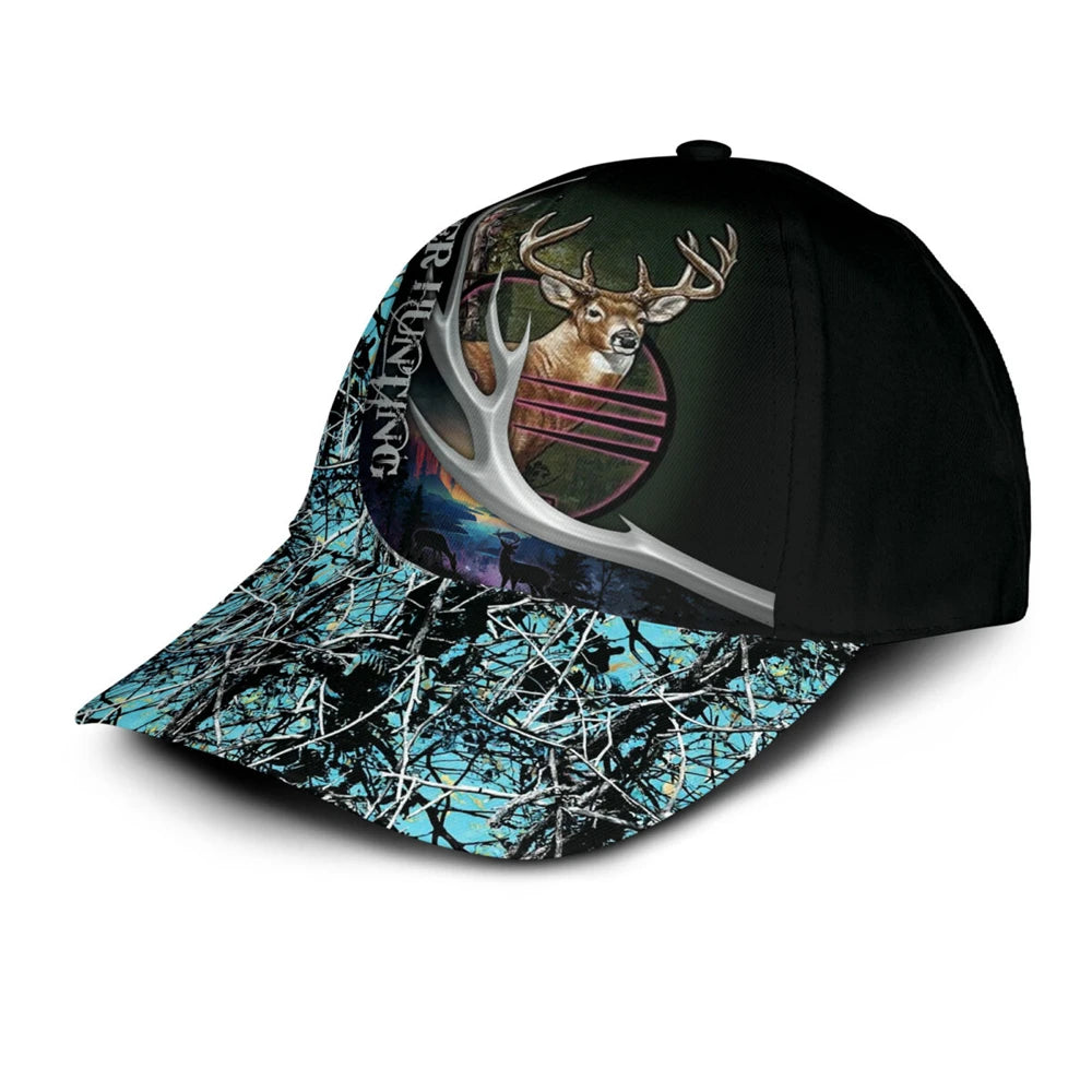Deer Hunting Camo Baseball Cap with Deer Head & Antlers Design for Outdoor Hunting Gear Camouflage Hat Sport Unisex Snapback