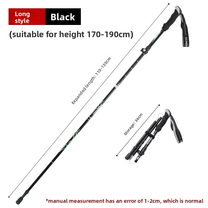 Ultra-Lightweight Aluminum Alloy Folding Hiking Stick Short Retractable Outdoor Hand Walking Stick for Camping And Travel