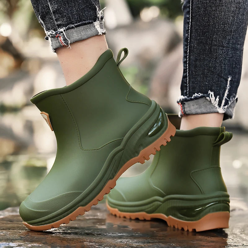 Men's & Woman's Rain Boots Outdoor Wear-Resistant Mountaineering Fishing Non-Slip Short-Tube Waterproof Water Shoes Rain Boots