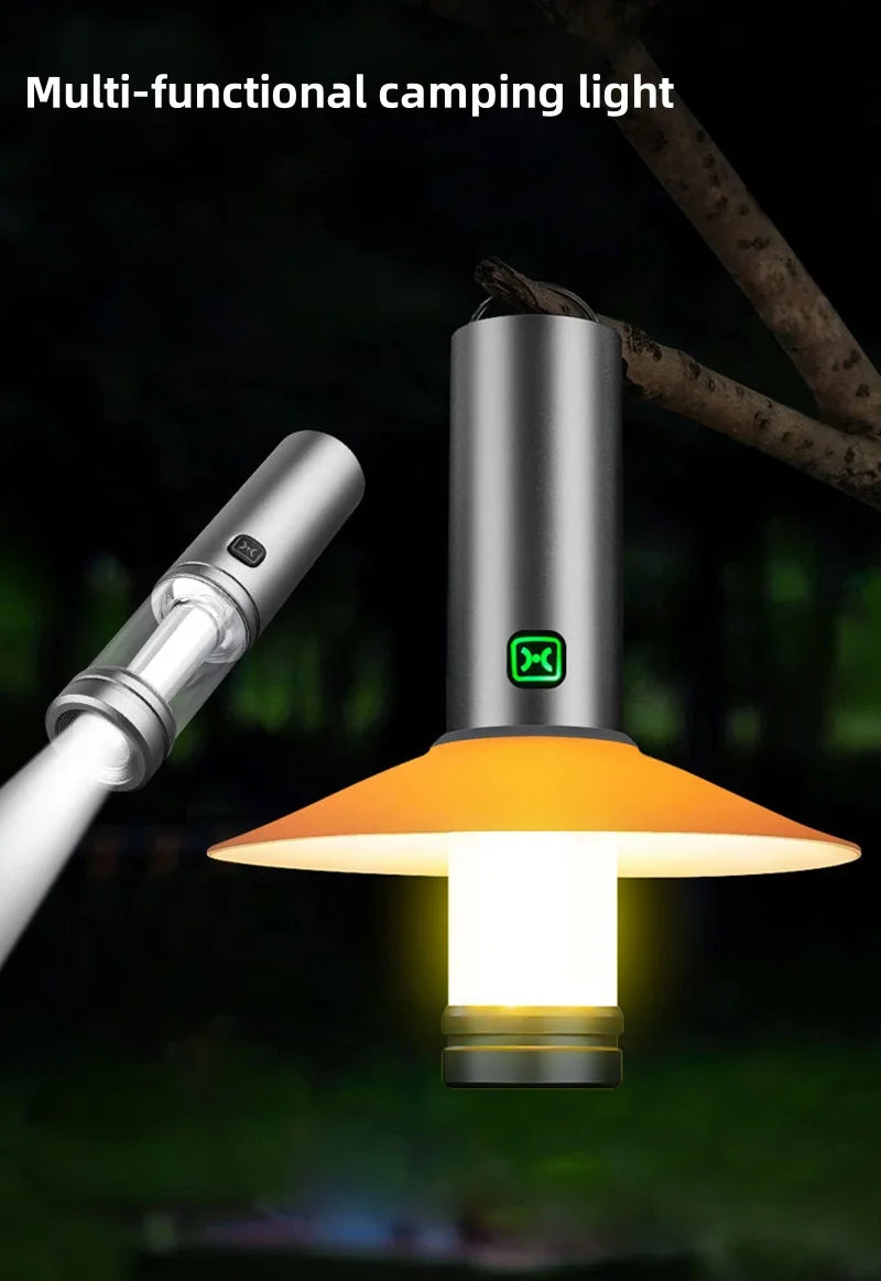 LED Camping Lights Portable Rechargeable Outdoor Waterproof Camping Tent Lamp Multifunctional Emergency Ambient Hanging Light