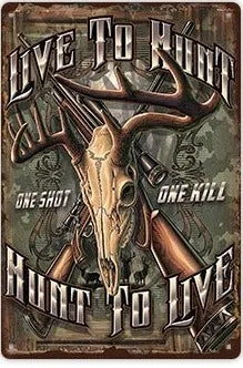 Hunting Sign Vintage Metal Sign Wooden House Wall Decor for Hunter Man Cave Gift Pistola  Metal Decorative 8 * 12 Inch