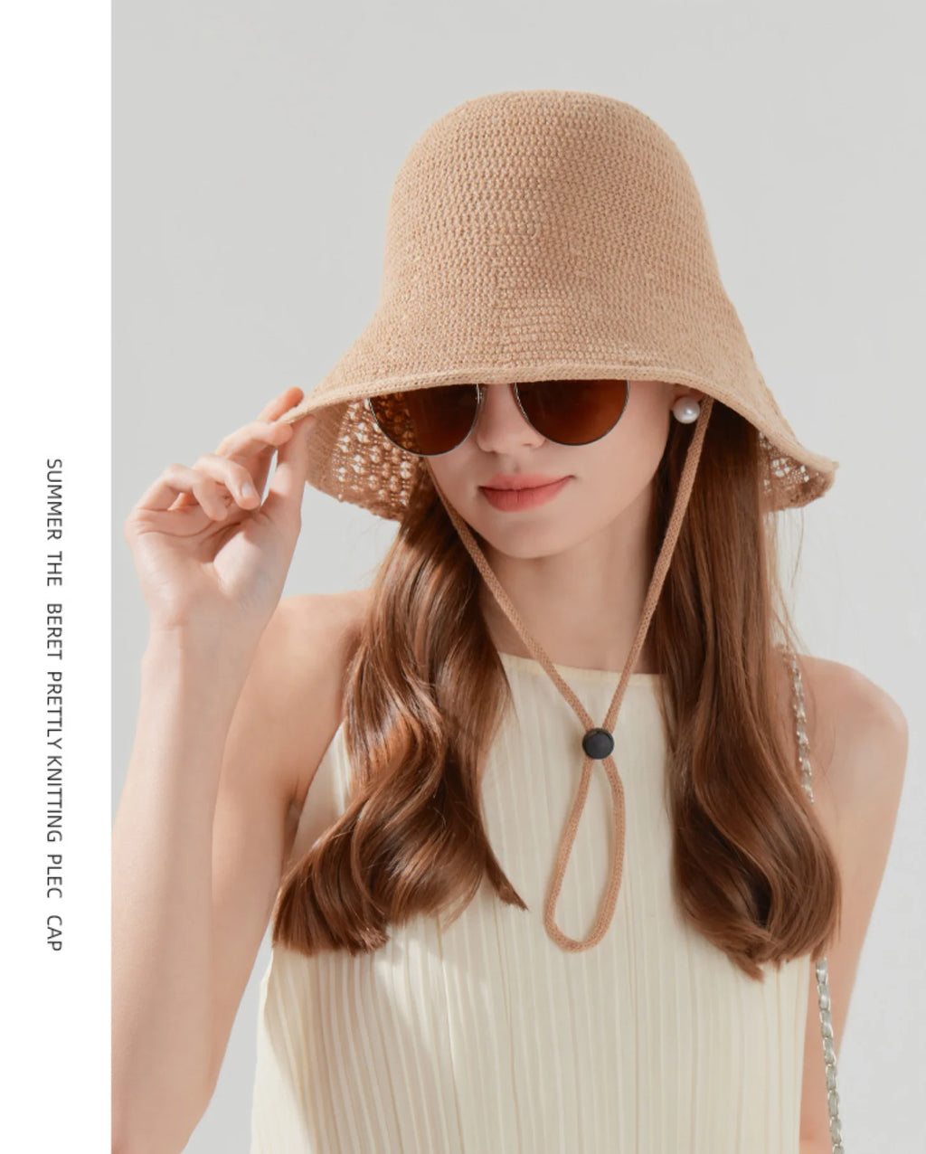 Hand-Woven Hollow-Out Fisherman's Hat with Button Design - Breathable and Comfortable - Sun Protection Hat for Daily Commuting and Beach Vacations - Holiday Gift