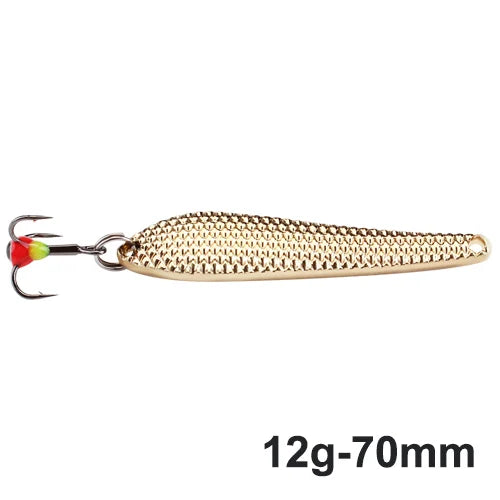 FTK 55mm 70mm Ice Fishing Lure Jigs Spoon 5g/12g Balancers Hard Fishing Bait With Treble Hook for Winter Pesca Fishing Tackle