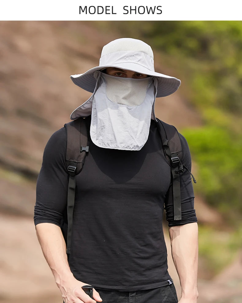 Fisherman's hat, male/womans sun hat, summer outdoor quick drying sun hat, fishing breathable sun hat, female face mask hat