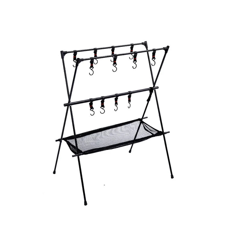 MOUNTAINHIKER Outdoor Folding Camping Hanging Rack Shelf Aluminum Alloy Triangle Storage Hanger BBQ Picnic Cookware Pot Pan