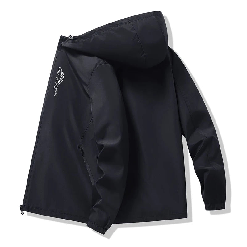 Men's Hiking Jacket Waterproof Hooded Zip Up Jacket Lightweight Spring and Autumn Outerwear Coats Men Camping Trekking Clothes