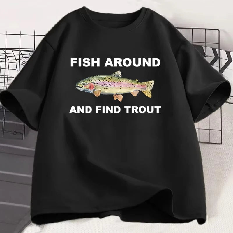 Funny Colorful Fish Print Shirts Humor Tee Short Sleeve Unisex Men Women Clothes Tops New Style Hot Sale Fishing T-shirt for Men