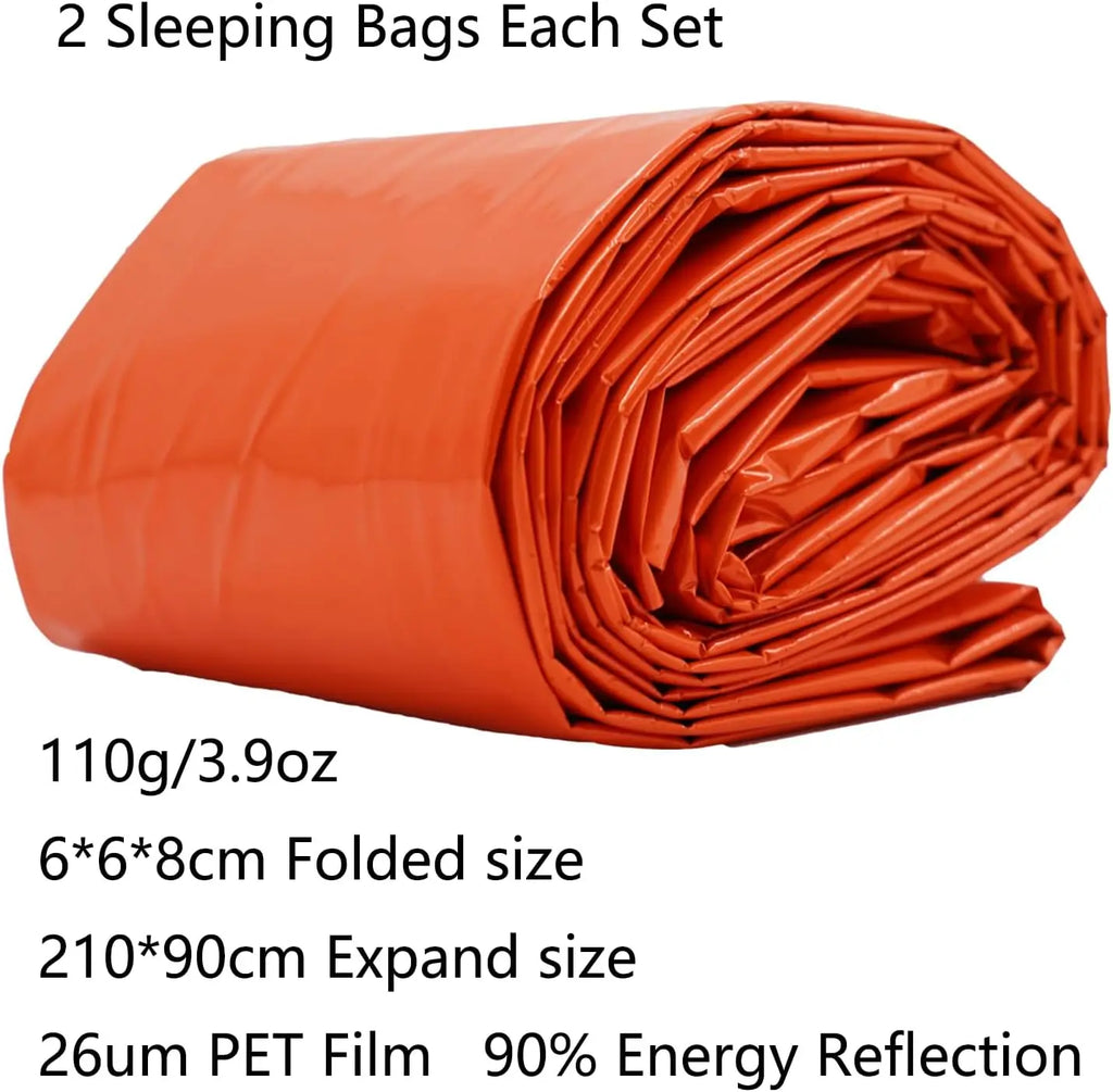 1/2pcs Emergency Sleeping Bag Survival Bag, Portable Waterproof Thermal Bivy Sacks Tac Bivvy Bags,Camping Mylar Sleeping Bag
