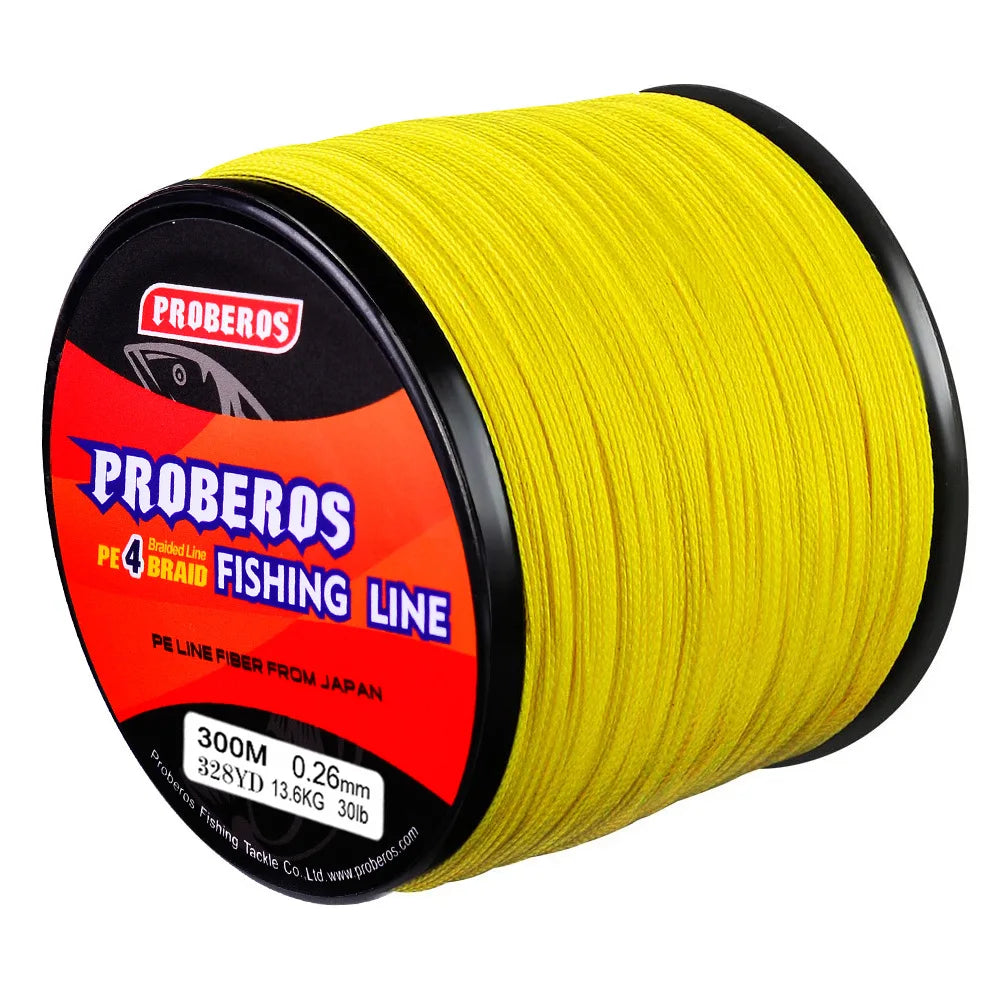 Fishing Line 300M, Durable Dyneema Material, Grey/Yellow/Blue/Green/Red, for Sea Fishing and Rock Fishing Main Line