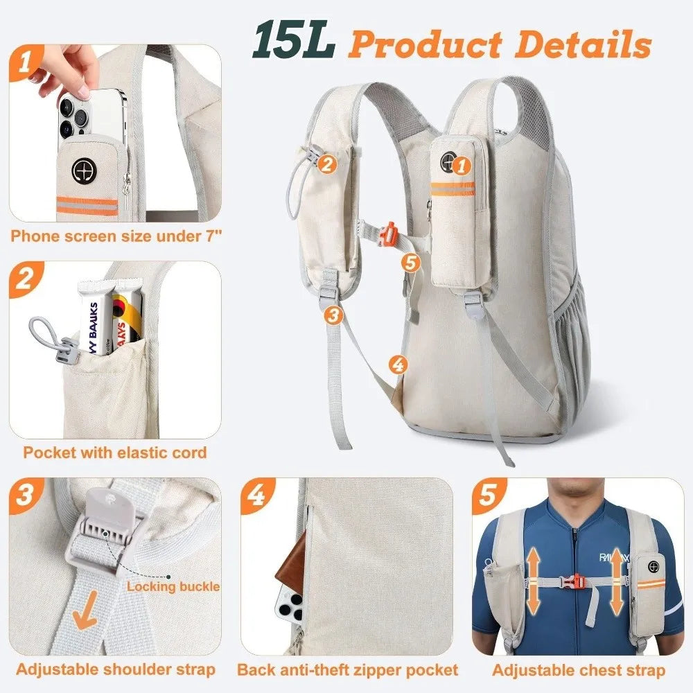 High Quality 15L Hiking Backpack Lightweight Multiple Pockets Small Backpack Foldable Compact Ultralight Hiking Daypack Hiking