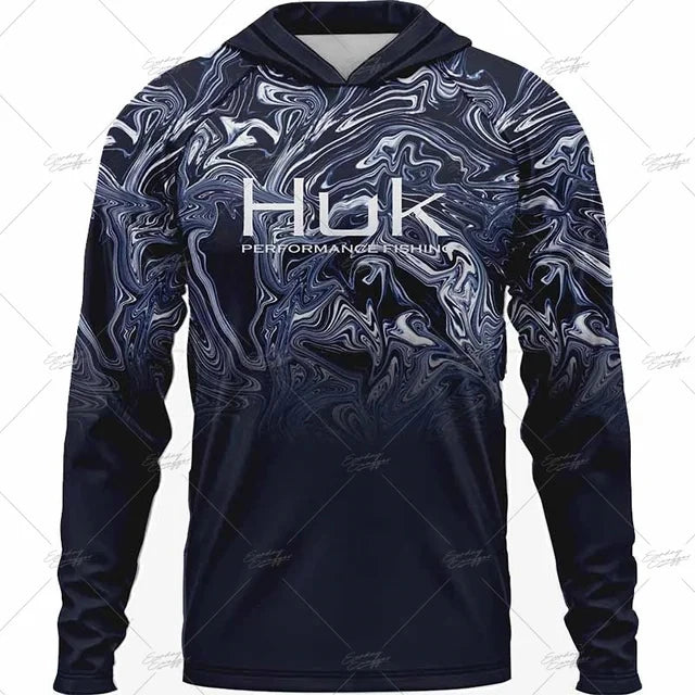 Summer Fishing Shirts HUK Long Sleeve Hooded Fishing Clothing Men's Upf 50+ Jerseys Breathabble Fishing T-shirts Camisa De Pesca