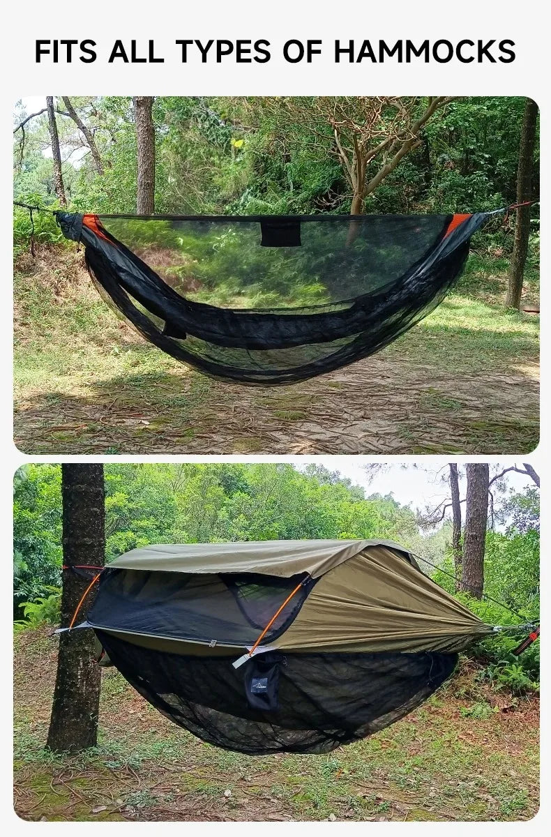 Traveler Hammock with Bottom Mosquito Net Removable Mesh Camping Hammock Quick Setup Anti-Mosquito Net for Outdoor Hiking